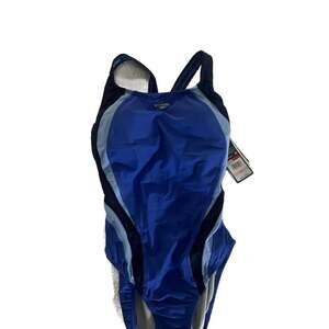 New Speedo Women's One-Piece Swimsuit Blue Colorblock Racerback Size 10